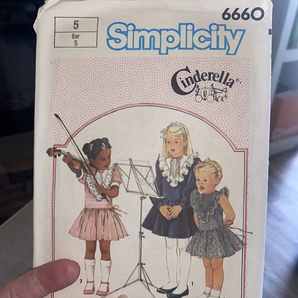 Vintage 1984 Simplicity 6660 Girls Dress Sewing Pattern Size 5 Cinderella Cut
